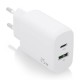 AISENS Cargador 25W, 1xUSB-C PD3.0, 1xUSB-A QC3.0, Blanco